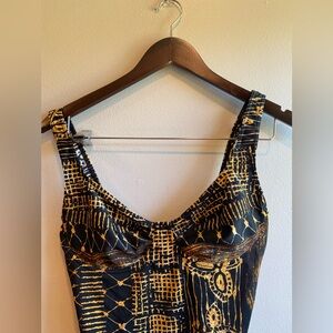 Vintage Ariella One Piece Swimsuit Black & Gold Size 14